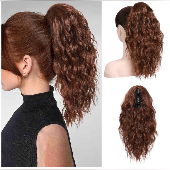 Reecho Other - 14" Ponytail Extension, Short Claw Multi Layered Clip on dark copper for party